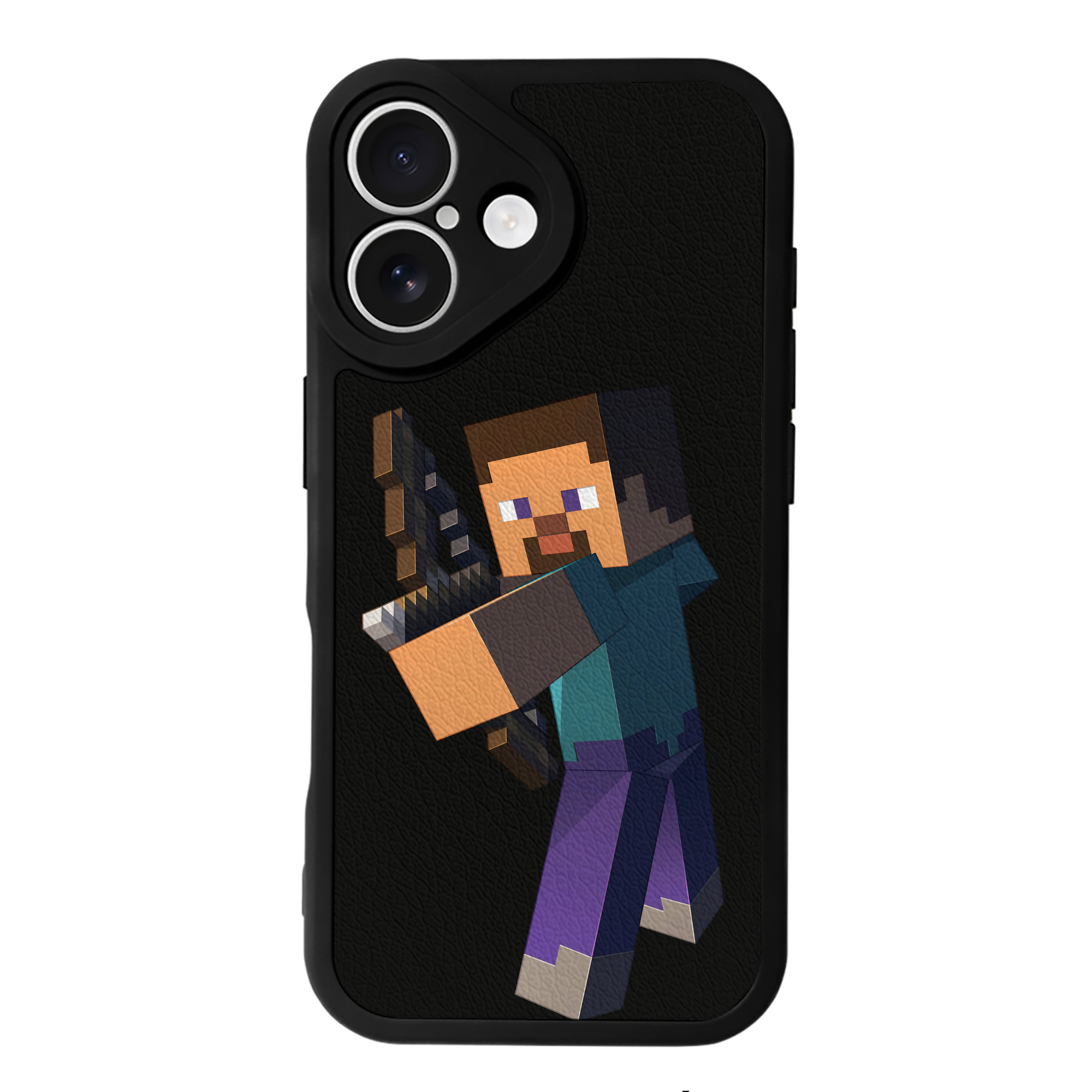 （画像用） マインクラフト ブロックの世界 Minecraft MC Block world 【iPhone 16シリーズ対応】シリコンスマホケース（レザー調） 材質：シリコン
